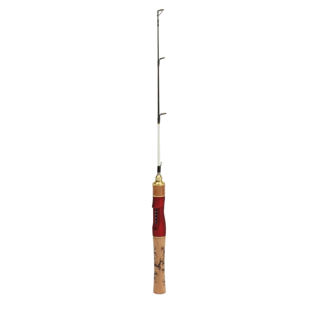 Ice Fishing Rod Wooden Grip Solid Structure Lightweight Portable Mini Fishing Pole for Freshwater Sea Surf Fishing