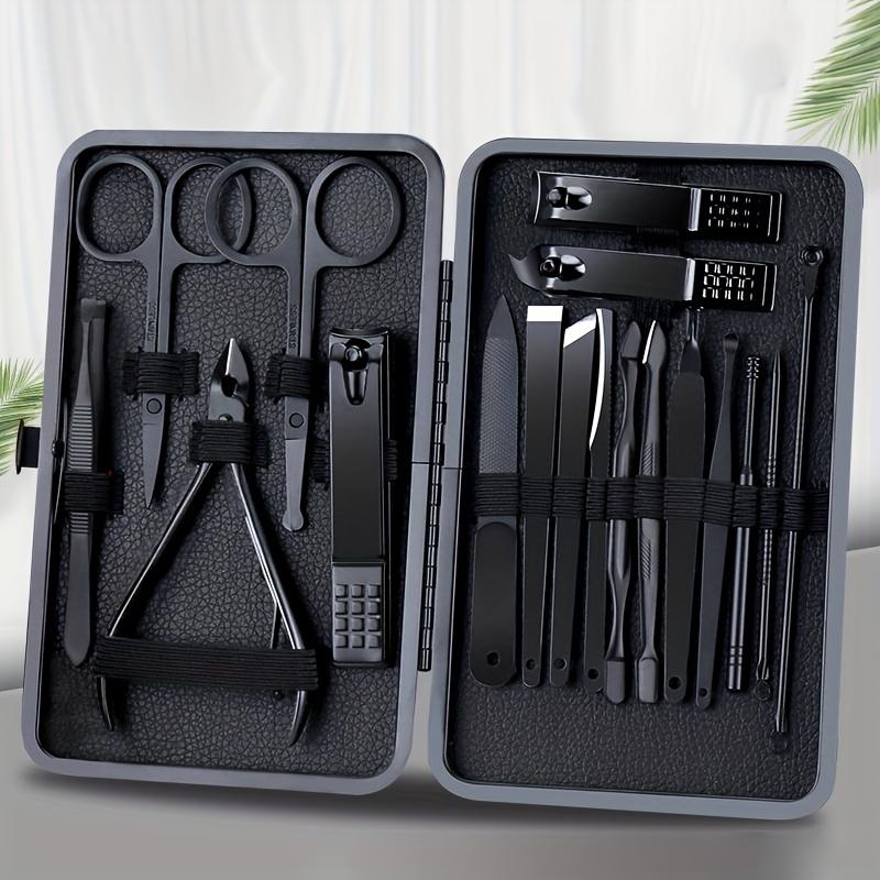 7/18pcs Professional Nail Clipper Set with Storage Box Stainless Steel Black Nail Beauty Kit for Ear Manicure Pedicure Care Tool