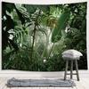 Green Plant Tapestry, Aesthetic Banana Palm Tree Leaves Wall Hanging for Bedroom, Tropical Forest College Dorm Home Decor