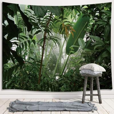 Tapiz de Planta Verde, Colgante de Pared Estético con Hojas de Palmera Bananera para Dormitorio, Decoración del Hogar para Dormitorio Universitario de Bosque Tropical