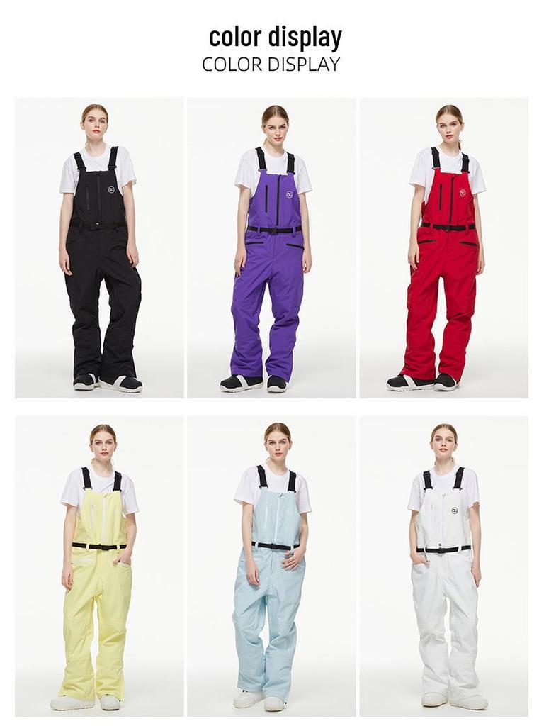 Unisex Waterproof Ski Pants with Suspenders - Warm, One-Piece Snowboarding & Ski Apparel
