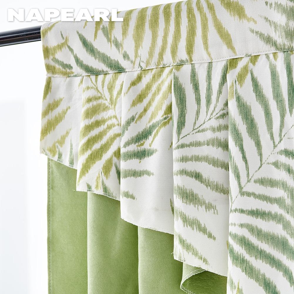 1PC NAPEARL Transparente e Natural Tropical Rainforest Leaf Print Cortina Blackout Cabeça com Haste Foguete Decorativo Janela Cortina de Cozinha
