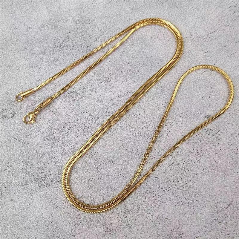Round Snake Chain Hip-Hop Stainless Steel Necklace Snake Bone Chain Simple And Versatile Personality