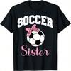 Soccer Sister Cute Bow Soccer Ball T-Shirt
