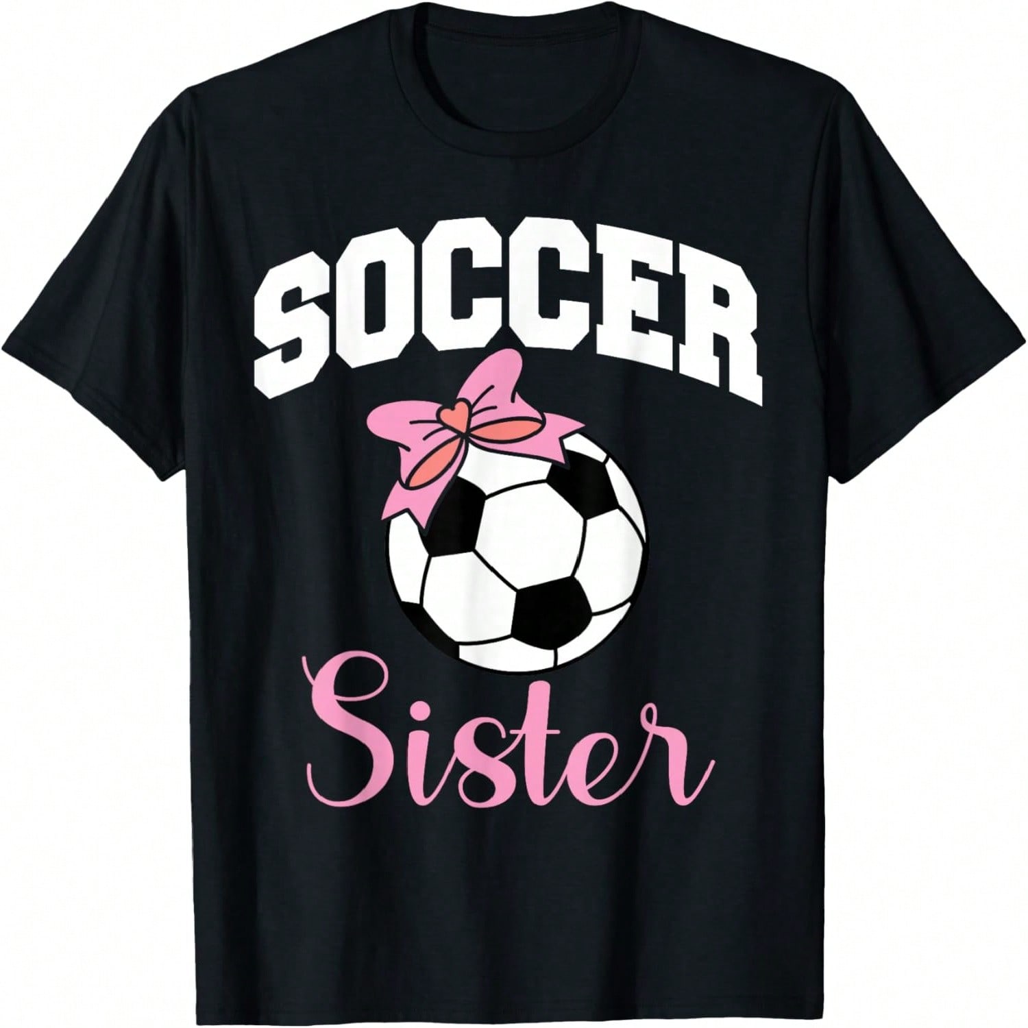 Soccer Sister Cute Bow Soccer Ball T-Shirt S