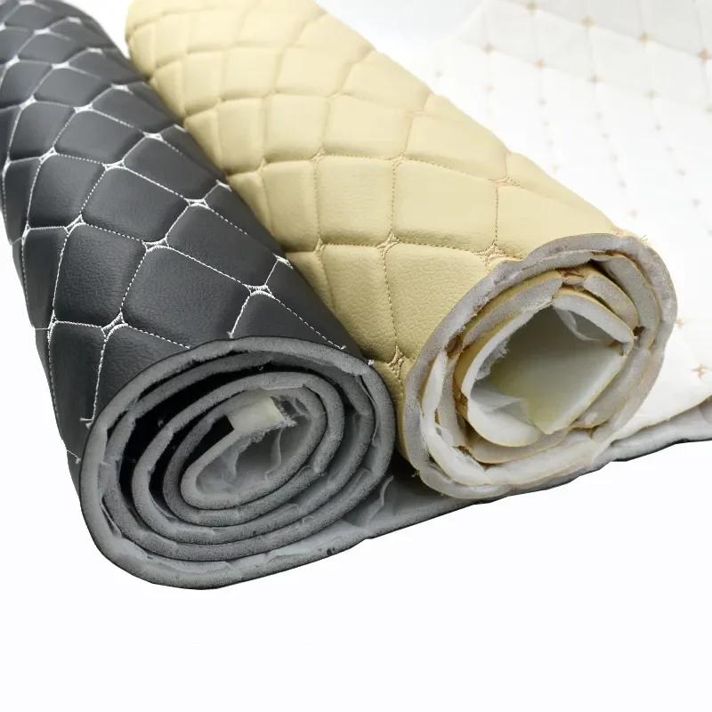100x140cm Embroidery Quilted PVC Leather Fabric for Car Floor Mat Seat Decoration Faux Leathers Upholstery Wall Craft Material