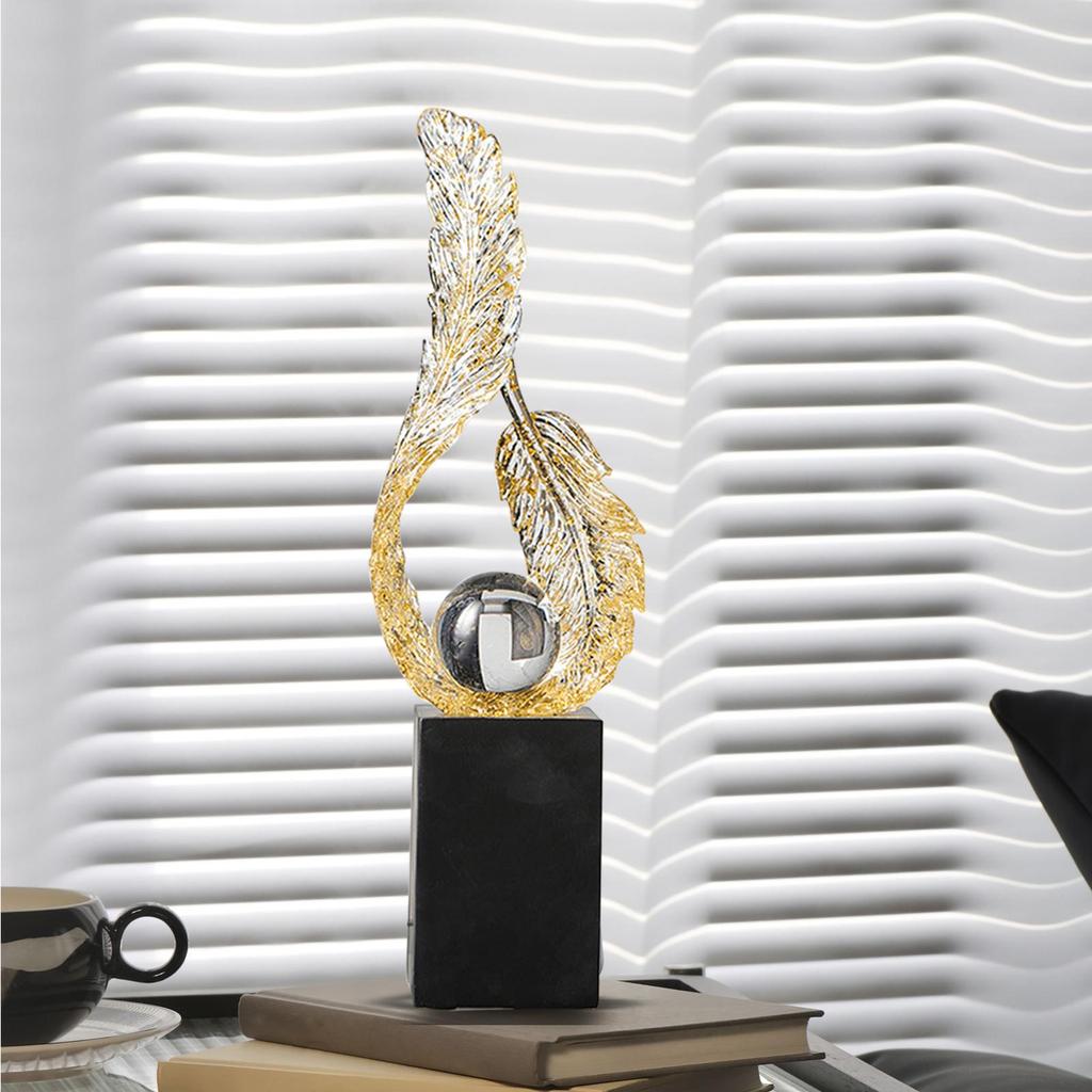 Feather Figurine, Decorative Ball Sculpture for Office And Home Display