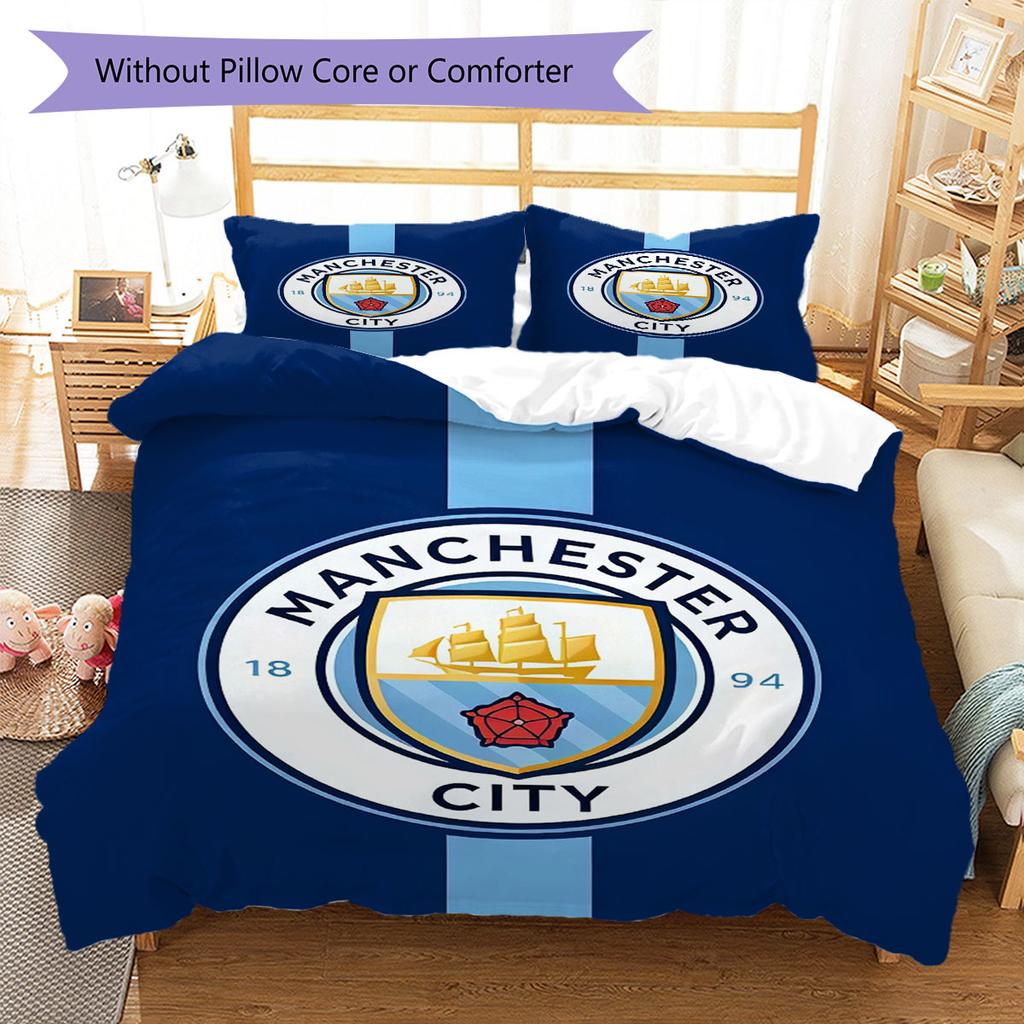 Wild MCFC Victory Bedding Quilt Set Quilt Cover Pillowcase Home Decoration Birthday Gift (1 * Duvet Cover + 2 * Pillowcase, Without Core)