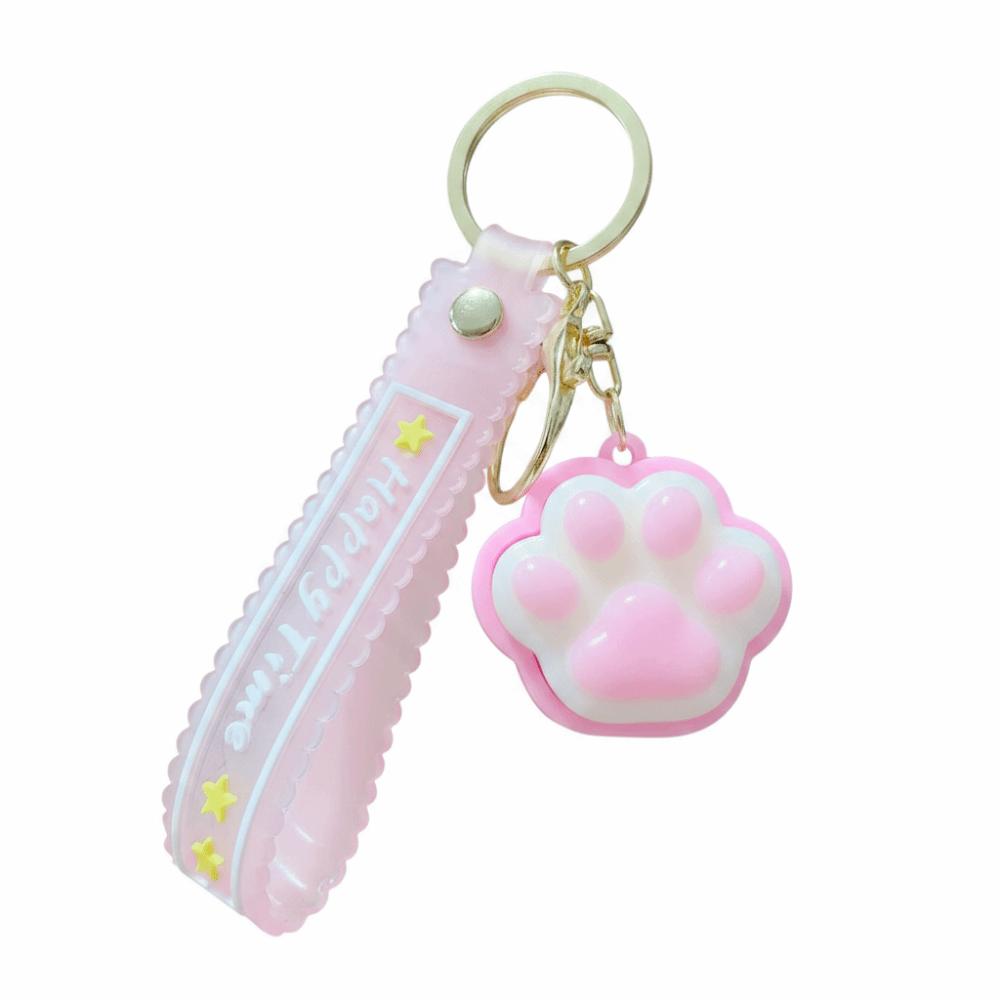 LED Flashing Cat Paw Key Chain Glowing Fidget Toy Key Ring Squeeze Toy  Schoolbag Charm
