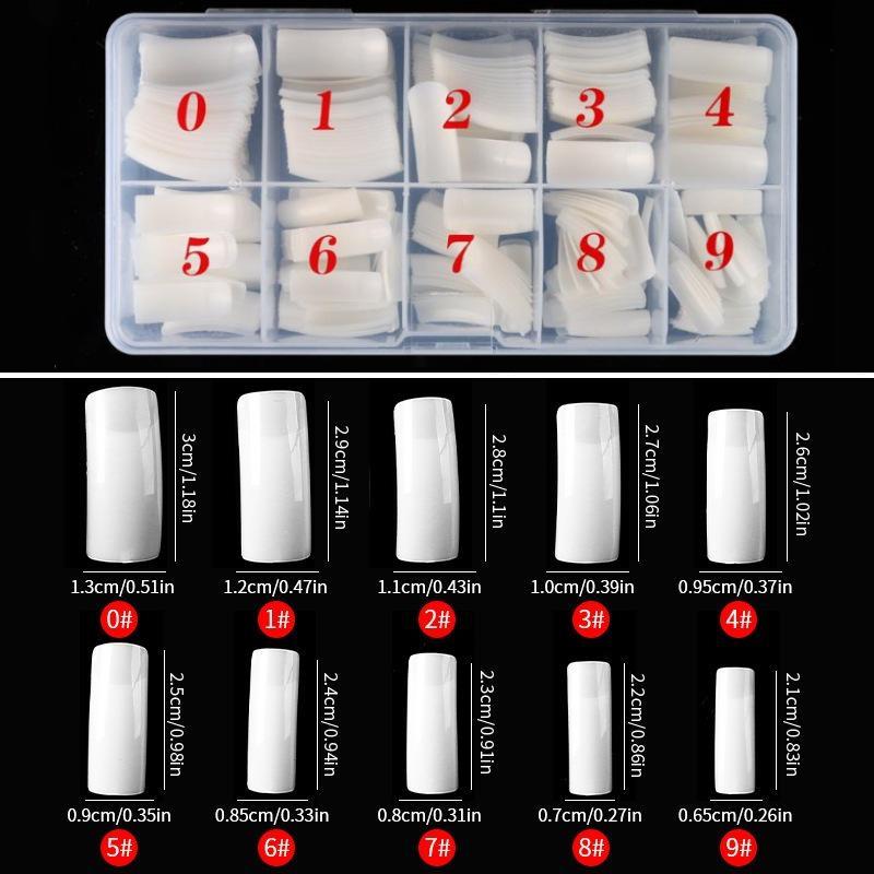 Korean Standard Clear French Nail Tips for Beginner Practice - Full & Half Cover, 500 Pieces