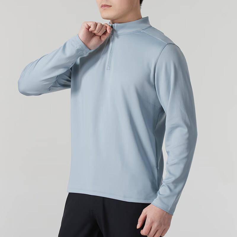 Under Armour Half-Zip Sports Training Comfortable Breathable Long Sleeve T-Shirt Men Tops Blue 1387434-465