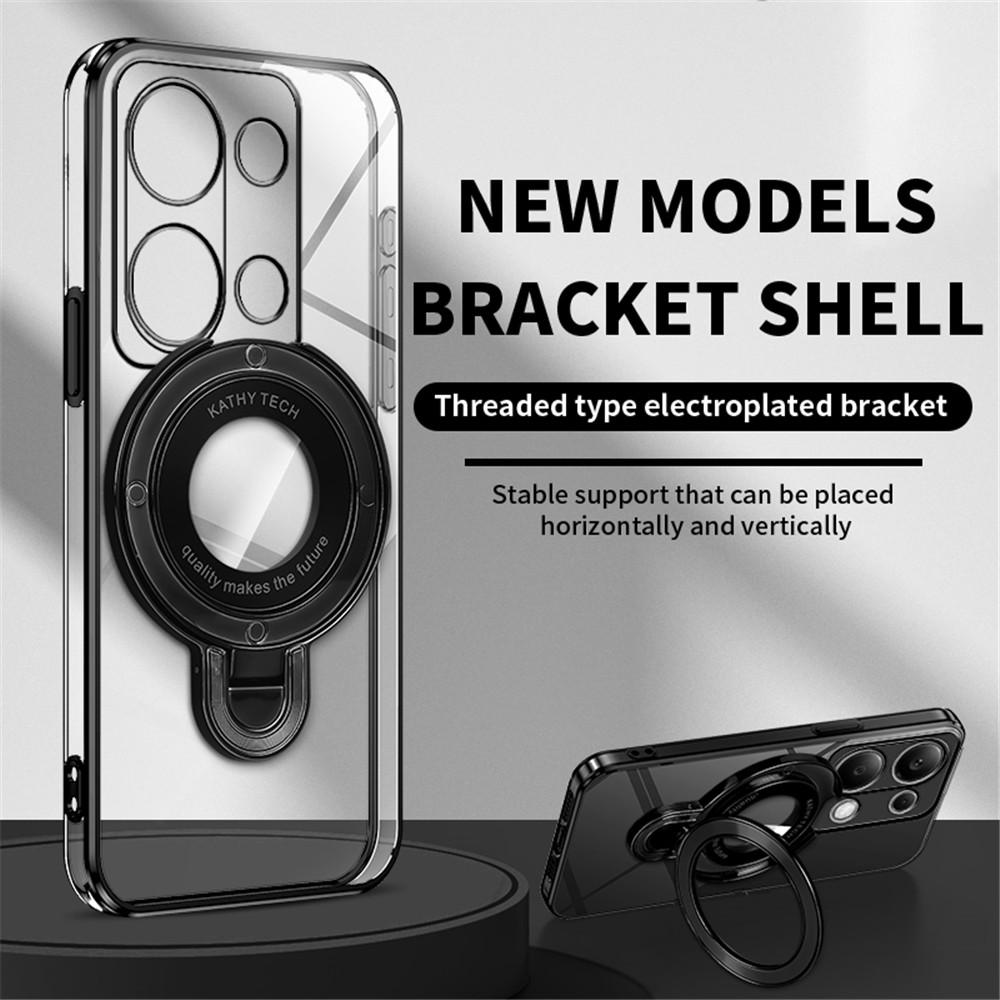 Luxury Transparent Plating Magnetic Bracket Case For Xiaomi Poco X6 Pro X3 NFC X5 F6 M6 Pro C65 C75 F3 F4 Silicone Stand Cover