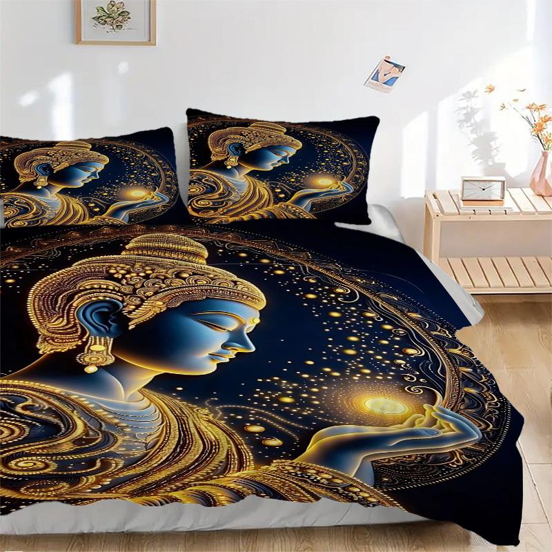 

3pcs Golden Era Bedding Set - 1 Duvet Cover + 2 Pillowcases(Core Not Included), Machine Washable Polyester yy251216176 135x200cm