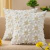 Spring Summer Pillow Covers 18x18 Inch Set of 2 Farmhouse Decor Yellow Color Flower Heart Sunflower Soft Plush Faux Fur Jacquard Throw Pillows for Sof