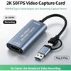 Scheda di Acquisizione per Live Streaming 2K 50FPS, Adattatore di Acquisizione Video con Doppia Uscita HDMI Tipo-C per Trasmissioni Live di Giochi
