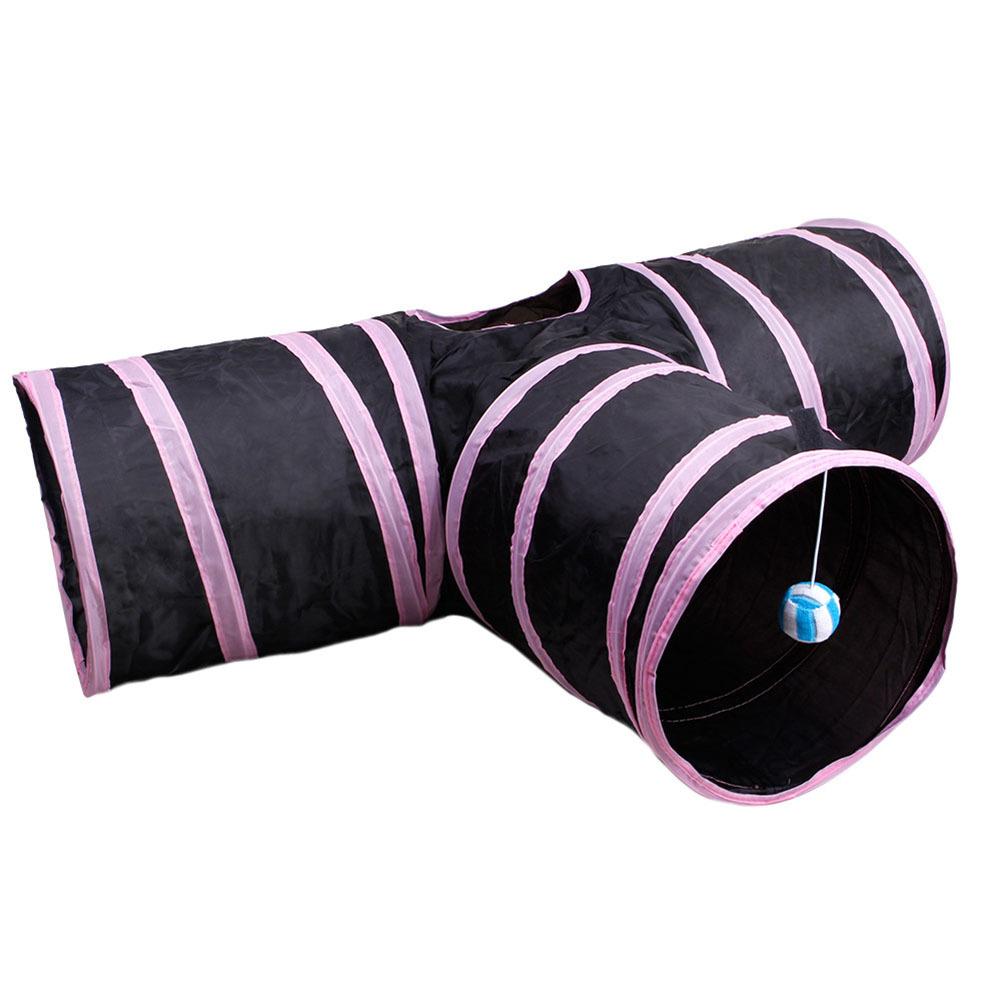 Three-way Pet Cat Folding Tunnel Interative Tube Fun Toy with Small Ball
