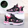 Toddler Girl Light-Up Sneakers, Durable & Comfortable Casual Shoes for Outdoor Play – Black, Size 4.5-5 Years