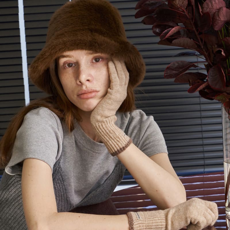 Ssecondo Color blocked wool blending gloves, Eira_4 colors