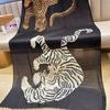 Leopard Print Silk Scarf High-End Texture Fringed Shawl New Leopard Print Scarf  Neck Styling