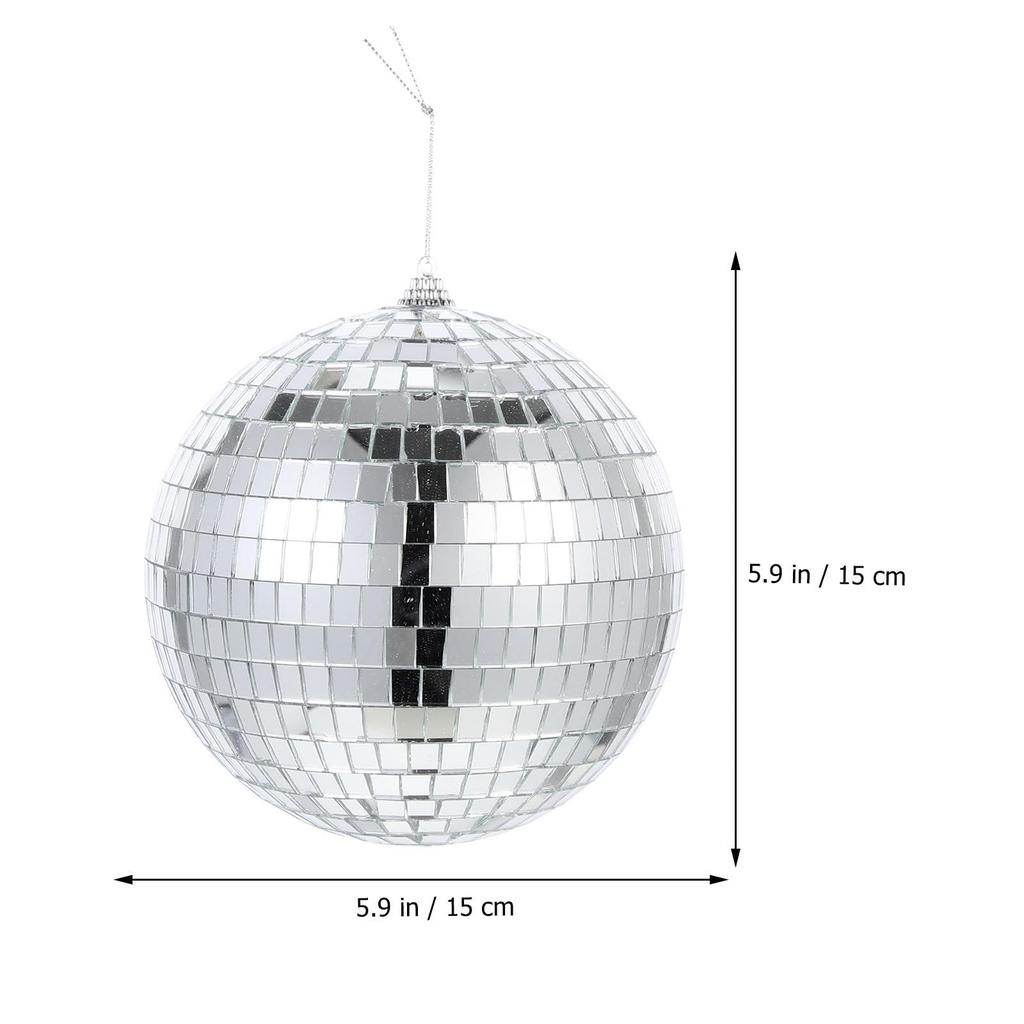 Lurrose Mirror Balls, 15cm, Set of 2, Hanging, Reflective, Disco Light, Christmas Decoration, Tree Ornament, Silver