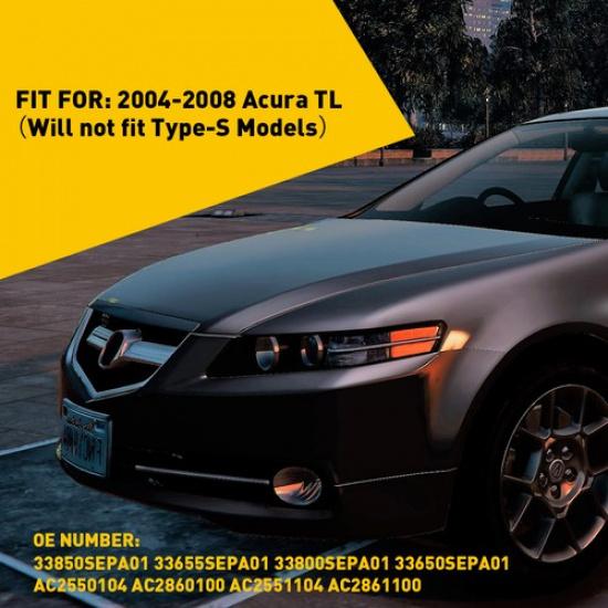 For 2004-08 Acura TL S Type Style 4PCS Smoked + F R White LED Side Marker Lights