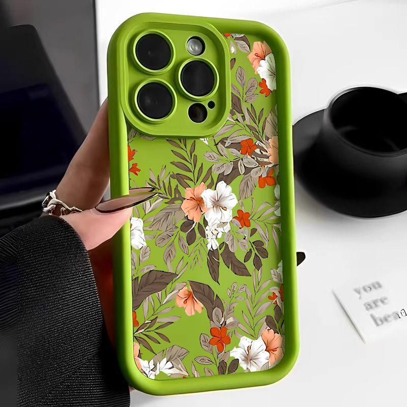 Retro small flower for iPhone17PorMax mobile phone case 14 Apple 13 fine hole 12/15 all-inclusive soft case