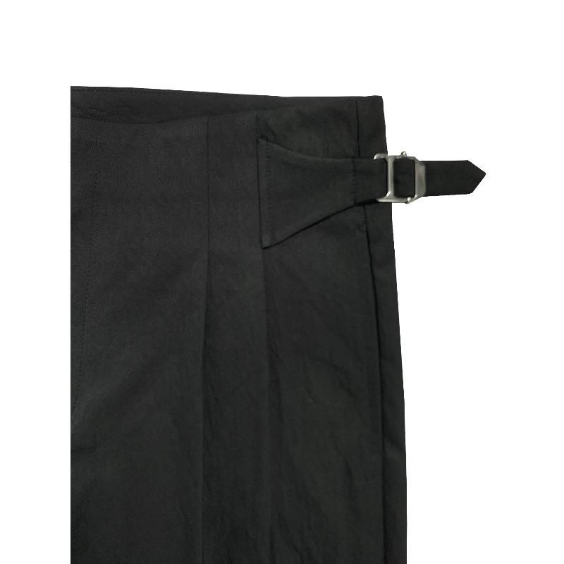 Men's Elegant Italian Neapolitan High Waist Wide Leg Pants with Tucks and Buttons Business Casual Style