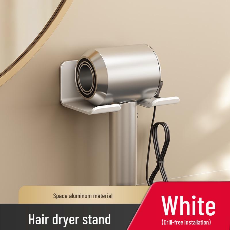 Punch-Free Hair Dryer Holder: Bathroom Storage & Organizer Shelf