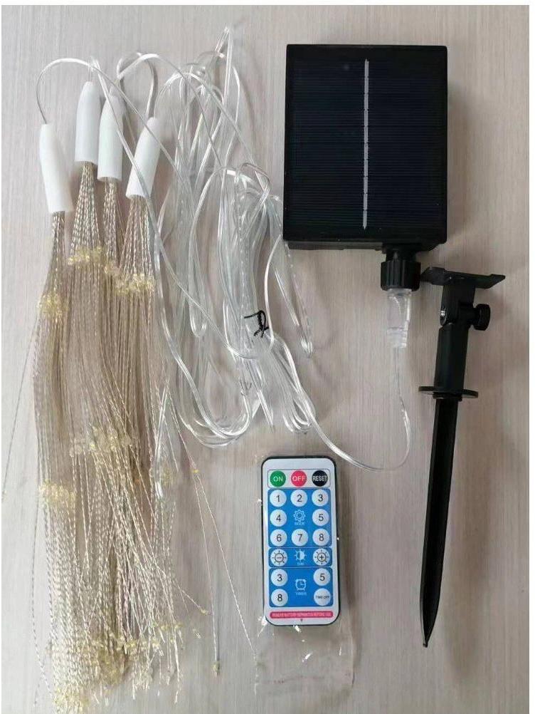 Solar-Powered Dandelion Firework LED Lights with Remote Control for Camping