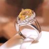 Luxus Silber Farbe Fancy Gelb CZ Ringe für Frauen Hochzeit Zeremonie Party Geburtstag Geschenk Brillanter Zirkonia Schmuck