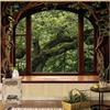 Gothic Arch Magic Forest Window Wall Tapestry Cathedral Frame Enchanted Woodland Castle Starry Sky Mushroom Fantasy Decor