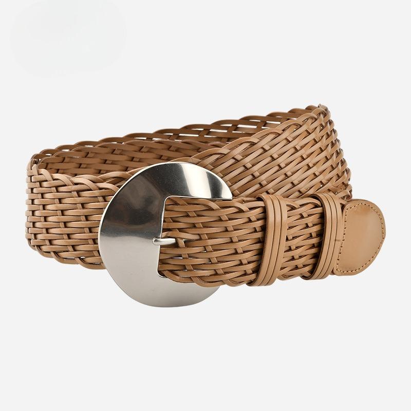 Ethnic Style Retro Woven Belt for Girls Bohemian Decorative Skirt Belt Leather Bran Paper Fashionable Waist Seal for Women