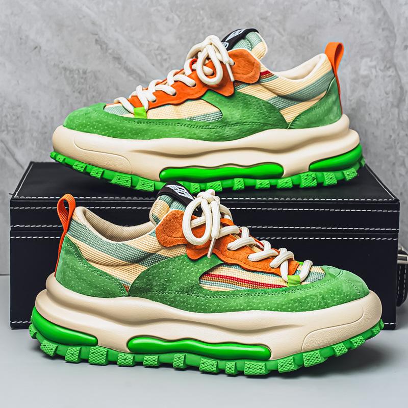 Men's shoes spring breathable retro senior sense sports and leisure teenagers heightened platform ins dad shoes