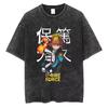 Maglietta Impronte del Diavolo Vintage Lavata Unisex Oversize Fire Force Streetwear Morbido Cotone Manica Corta T-shirt Abbigliamento Regalo Top