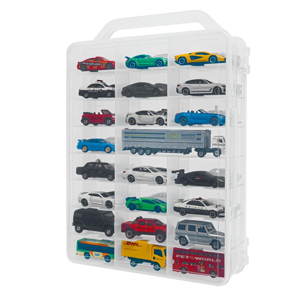 GUNSEED Tomica Storage Case with Storage for Tomica Perfect for Organizing Miniature Hot and Tomica Handle, Double-Sided 46-48 Cars, Cars, Wheels,