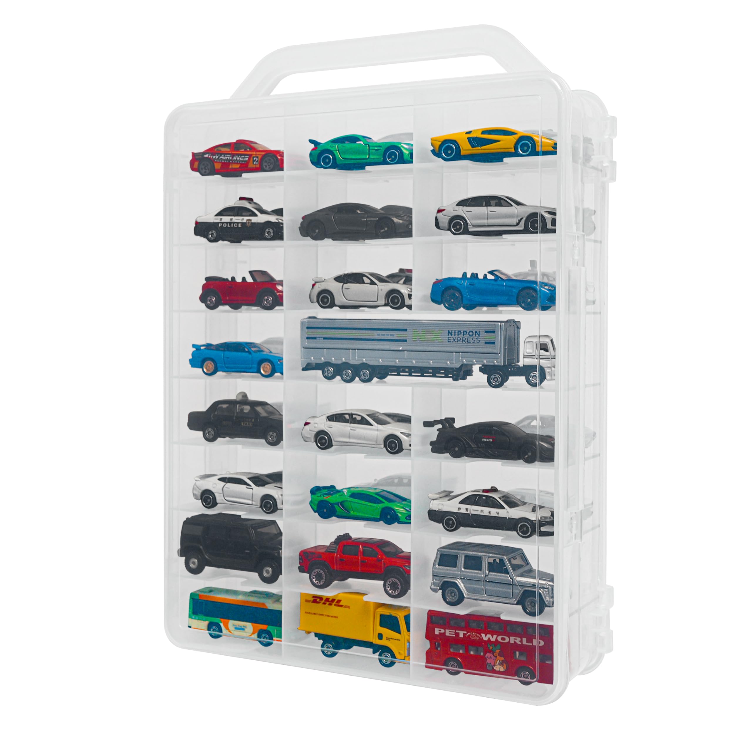 

GUNSEED Tomica Storage Case with Storage for Tomica Perfect for Organizing Miniature Hot and Tomica Handle, Double-Sided 46-48 Cars, Cars, Wheels,
