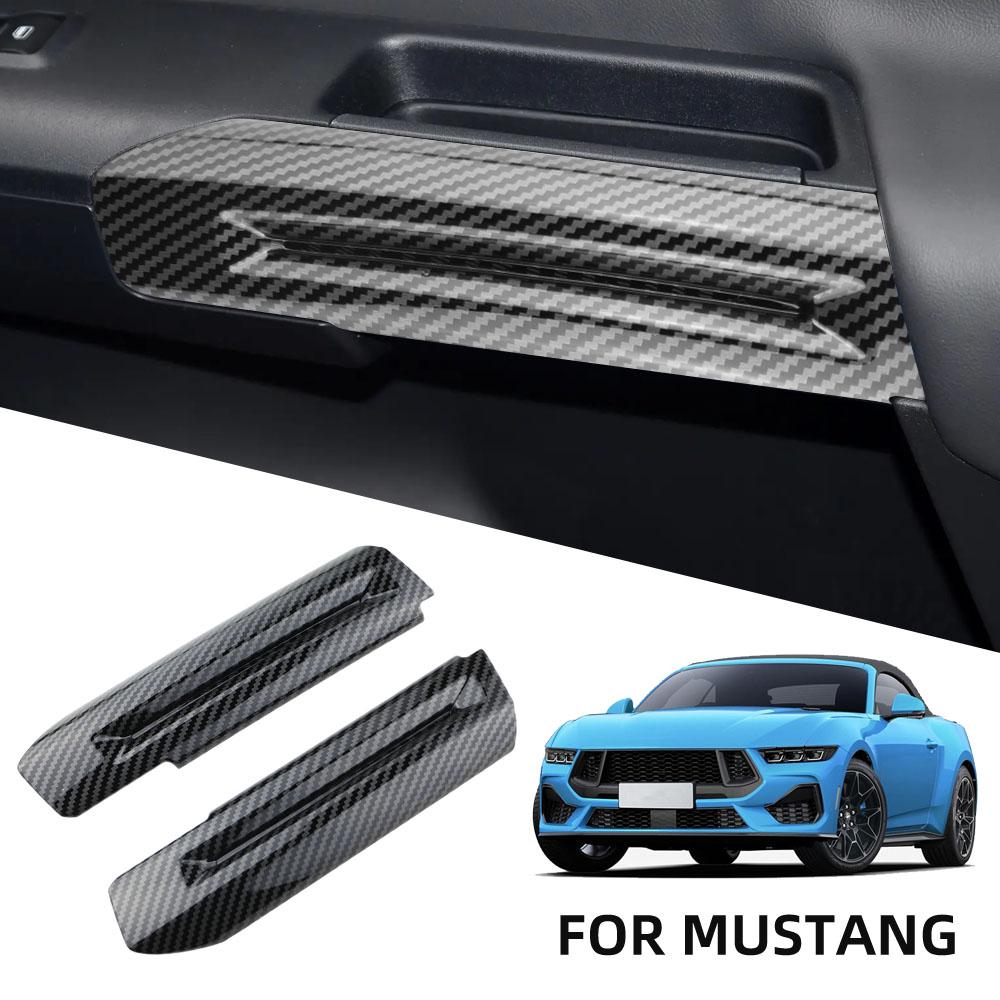 Imitation Carbon Fiber Interior Door Armrest Trims Decoration Cover Stickers for Ford Mustang 2015--2025 Car Accessories