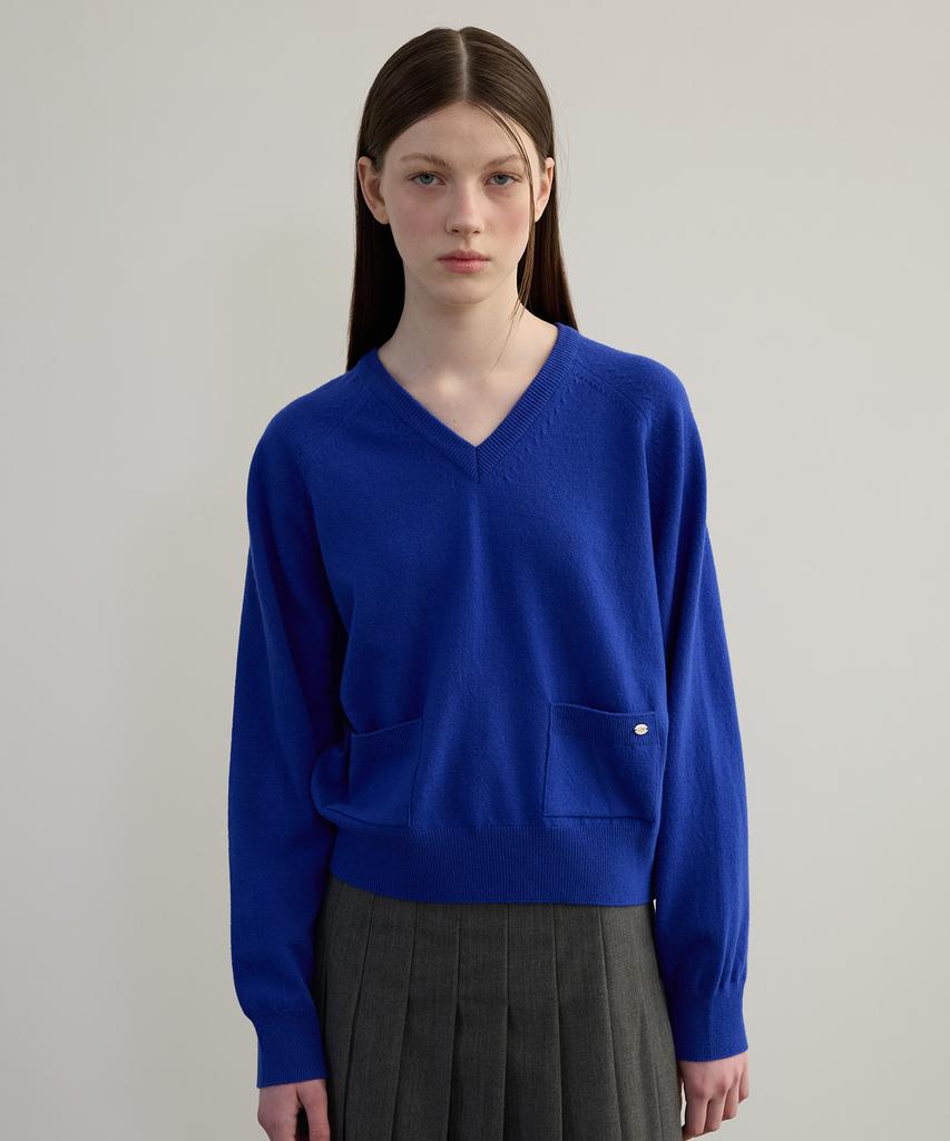 TTUDEMENT V-Neck Knit Pullover Blue