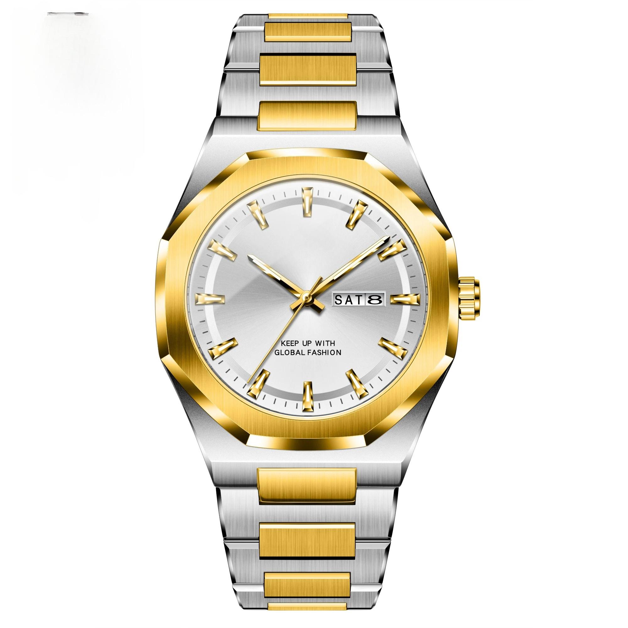 

Men s Military Watch Waterproof Stainless Steel Quartz Wristwatch with Week Calendar Timepiece