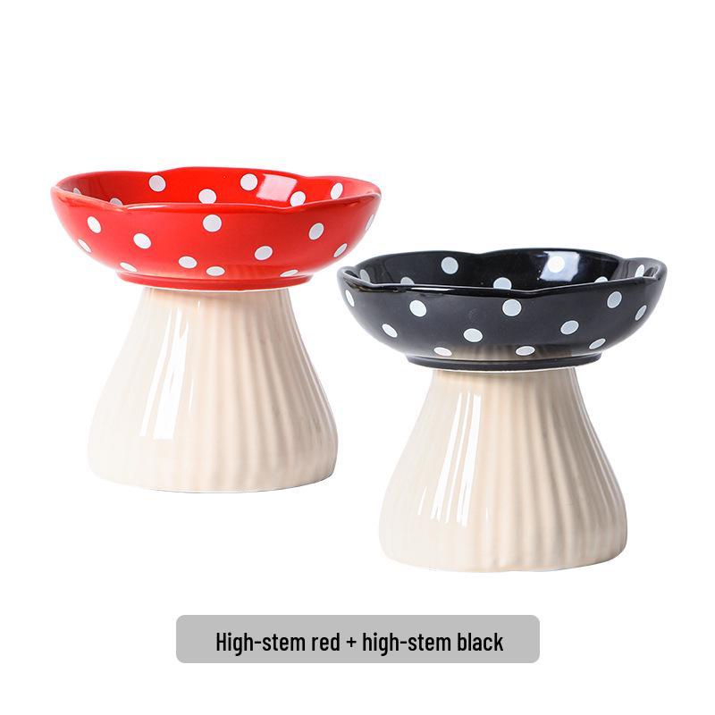 Ceramic Elevated Cat & Dog Bowl - Anti-Tip Design for Cervical Spine Protection - Food & Water Bowl