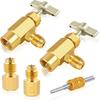FANOVO 1234yf Kran do puszki- R1234yf Czynnik chłodniczy Samouszczelniający i Przebijający Adapter zaworu puszki- AC Freon Samouszczelniający Kran Złączka z mosiężnym konwerterem