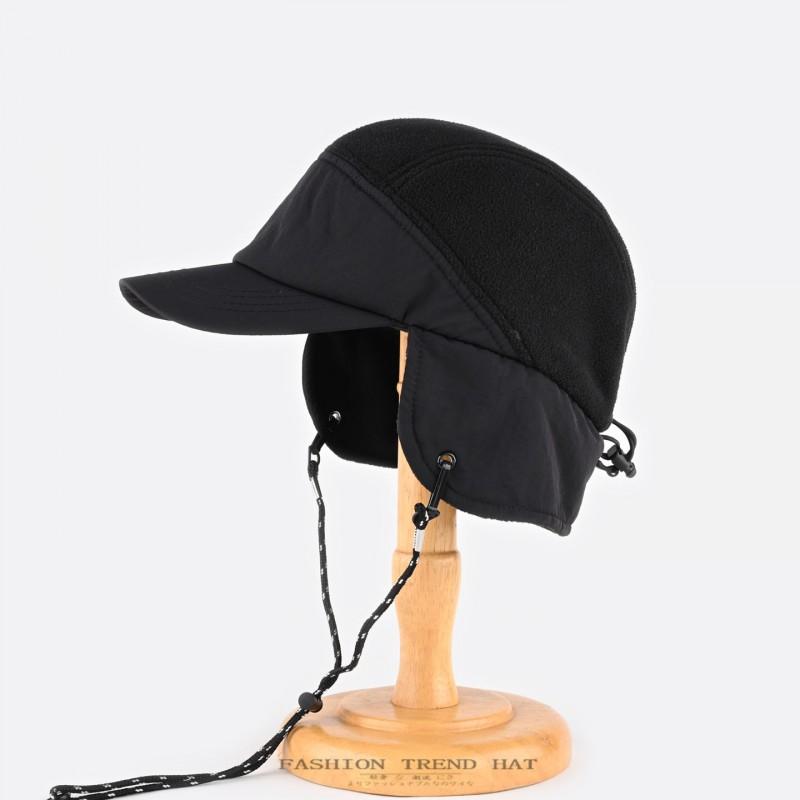 Unisex Fleecemütze Colorblock mit Ohrenschutz Winter Warme Mütze für Outdoor-Aktivitäten