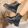 Winter New Black Short Boots, Children's Tide and Platform Martin Boots, Women's Short Handsome Locomotive Boots