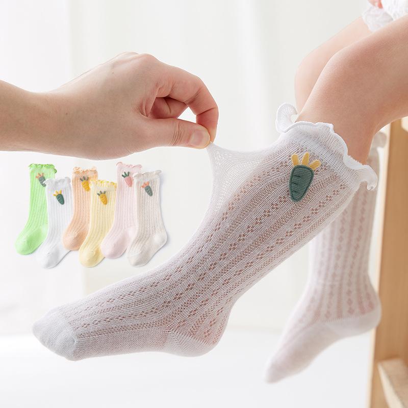 Baby Socks, Summer Cotton, Newborn Babies, Children, and Infants, Spring and Autumn Thin Mesh Breathable Mid Tube Mosquito Repellent Socks
