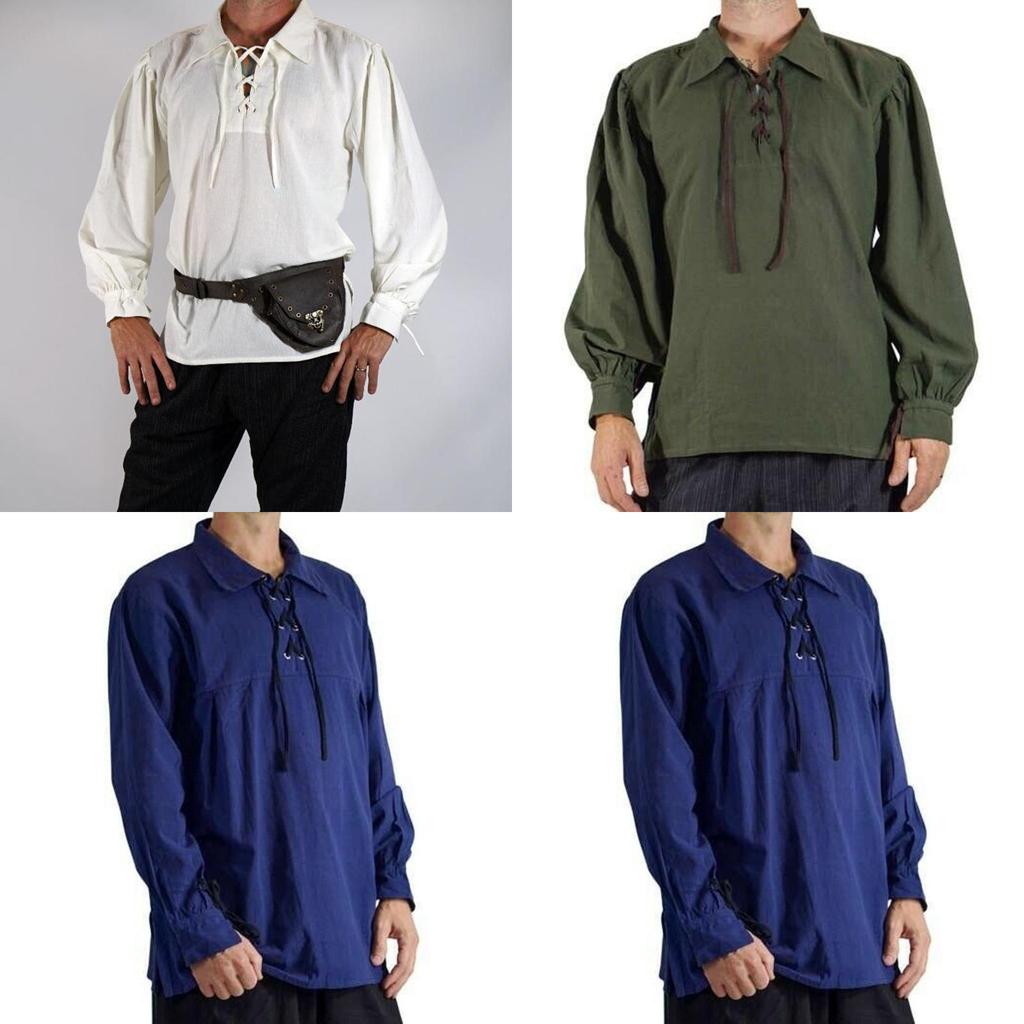 Soft And Comfortable Medieval Style Pirate Shirt For Men With Wide Cuff Sleeves