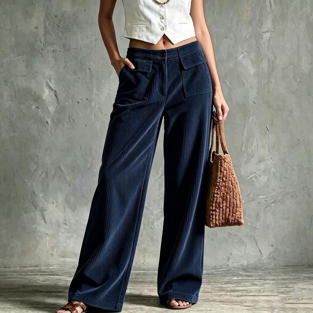 Women's Casual Loose Fit Wide Leg Pants Color Trousers for Everyday Wear