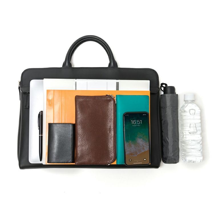 Official Baseball Glove Thin Gusset Briefcase Genuine Leather B4 Business Bag Large Capacity Bag PC16 Inch SA113 Navy [Tryon] Manufacturer's Men's