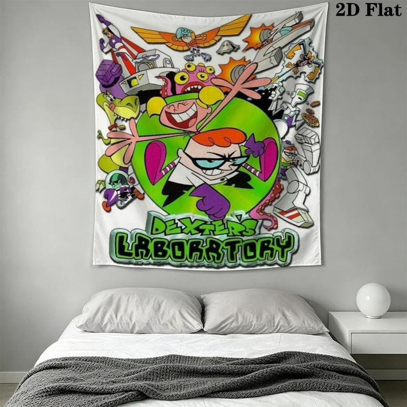 Dexter's Laboratory Wall Tapestry Aesthetic Wall Hanging Printed Fabric Blanket Decorative Tapestries for Bedroom Living Room Home Decor