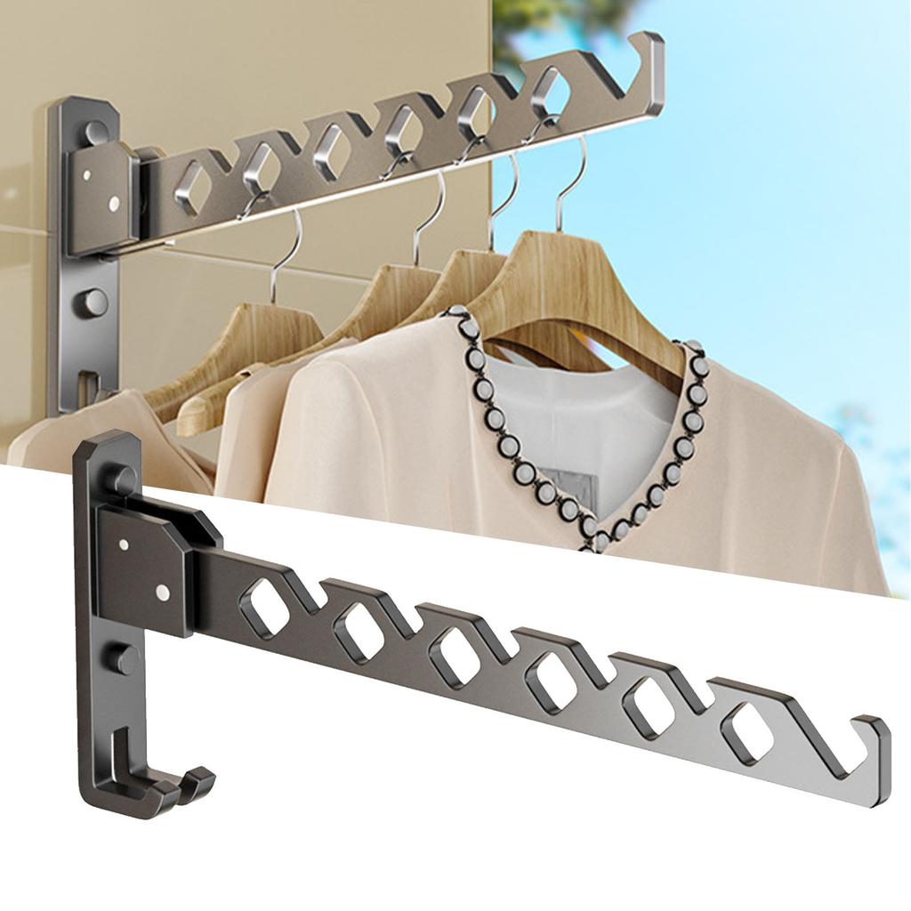 Home Folding Coat Drying Hook Anti Slip Aluminium Alloy Retractable Wall Mounted Hanger Rack