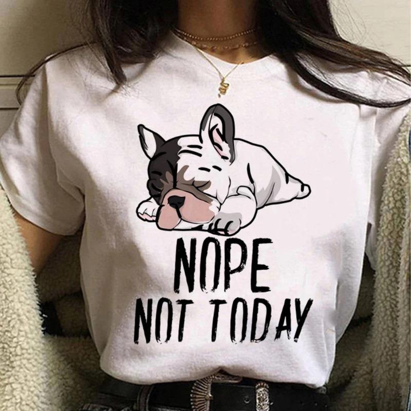 Summer Cartoon Anime Puppy Print Large Loose Cotton Round Neck Short Sleeve T-shirts Women’s